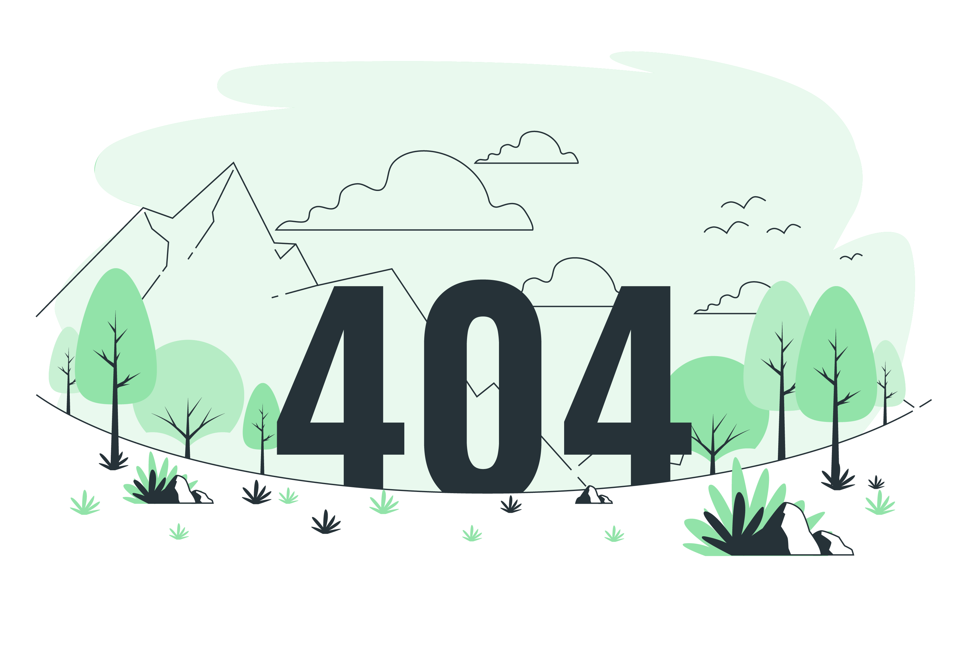 ilustración de una montaña con error 404